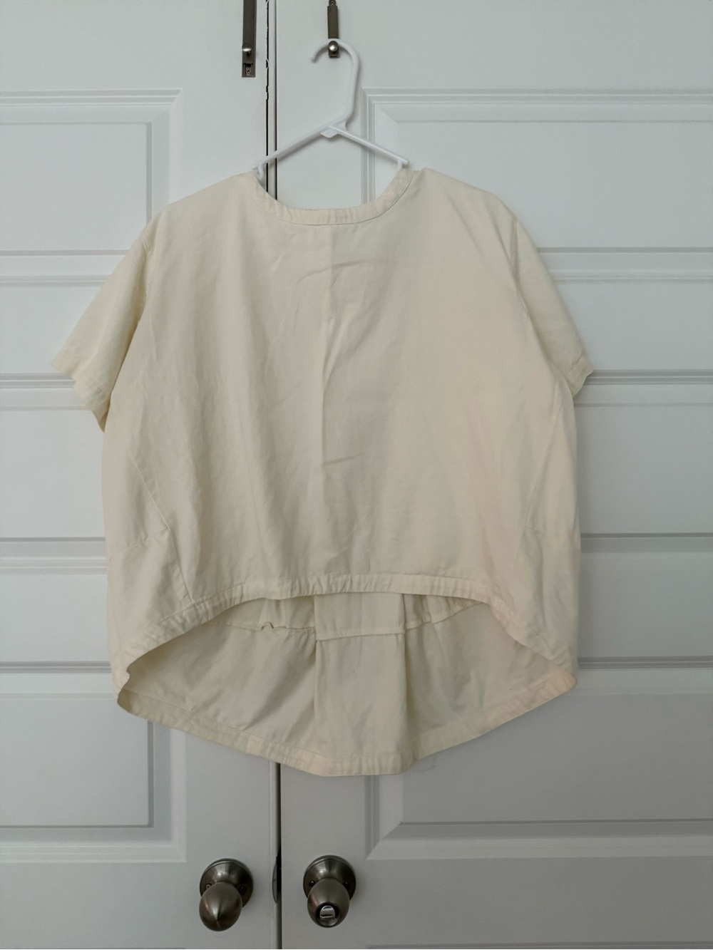 Free People Cream Boxy High-Low Short Sleeve Tee